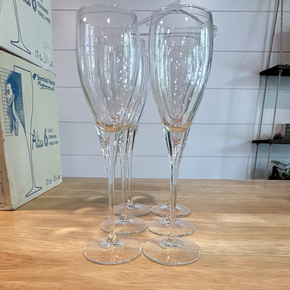 Bormioli Rocco Altea Champagne Flutes Set of 6, 17 cl (5 3/4 oz) Clear